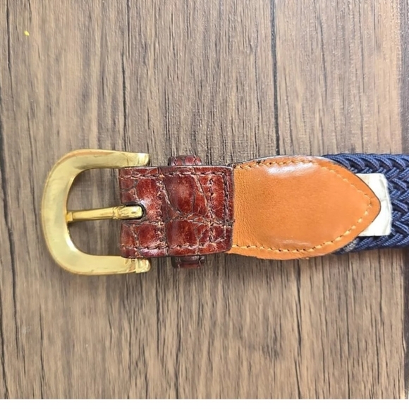 Brooks Brothers Stretch Braided Leather Belt Size 42 Hand Made in USA - Picture 7 of 9